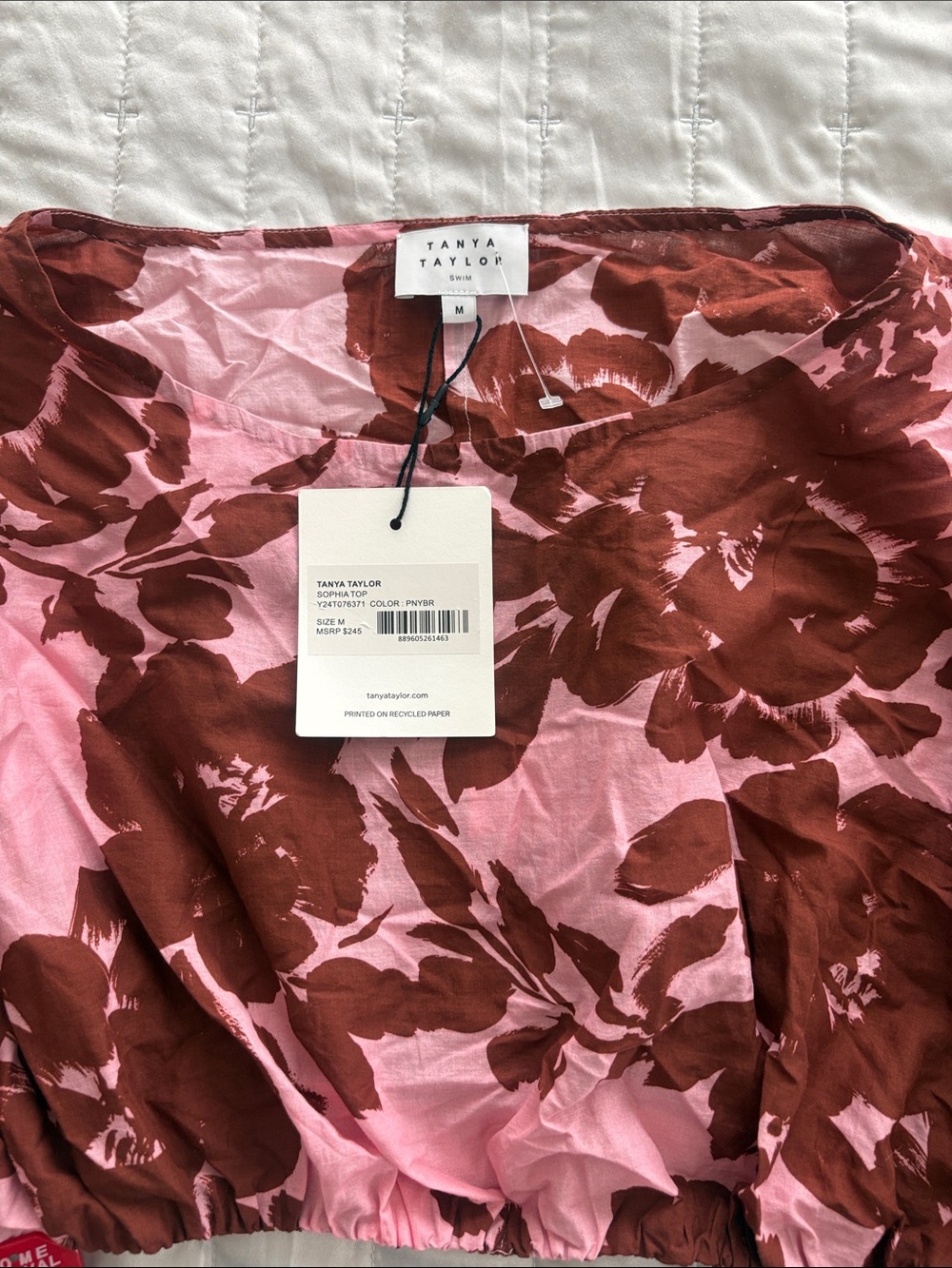 Tanya Taylor Pink and Brown Floral Blouse